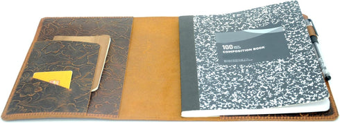JJNUSA Genuine Leather Journal Notebook Cover - 9.75" x 7.5", Gift for Student