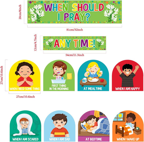 When Should I Pray Cutouts Classroom Bulletin Board Decoration Set for Religious Classroom and Sunday School