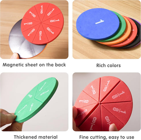 stochastic box 51 Set, Magnetic Fraction Tiles Circles pcs Fraction Bars Rainbow Math Manipulatives for Preschool