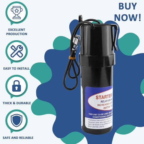 SPP6 Hard Start Kit for Air Conditioner - AC Hard Start Capacitor Increases Starting Torque for 4,000 to 120,000 BTU