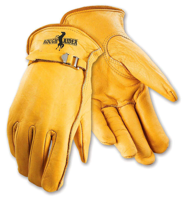 Galeton 25101PR-XL Rough Rider Premium Leather Driver Gloves, Strap & Buckle, X-Large, Gold