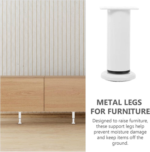 2pcs 12-18cm Adjustable Metal Furniture Legs Cabinet Levelers Extendable Sofa Couch Support Feet for Bed Tv Stand White