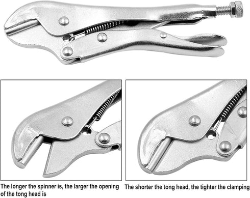 ViaGasaFamido Locking Pliers Curved Jaw Locking Pliers Wire Cutter Pinch Off Lock Tool Copper Pipe Sealing Pliers with Tension Spring 7mm 45# Steel