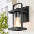 LALUZ Outdoor Wall Sconce, Black Exterior Porch Light Fixtures with Clear Glass