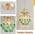 Stylish Mini Crystal Chandelier with Golden Finish and Green Shade