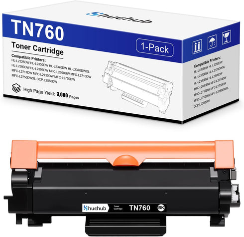 TN760 Black Toner Cartridge Replacement for Brother TN-760 TN730 for HL-L2350DW MFC-L2690DW (3,000 Pages)