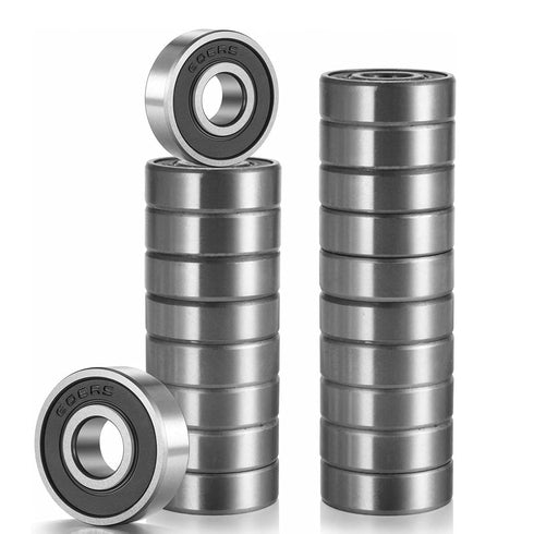 YAMASO 20 Pcs 608 2RS Ball Bearings, Bearing Steel and Double Rubber Sealed Miniature Deep Groove Ball Bearings, 8mm x