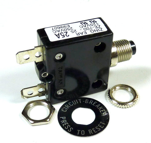 Philmore 25 Amp Push Button Manual Reset Thermal Circuit Breaker 50V DC, 250V AC by Philmore