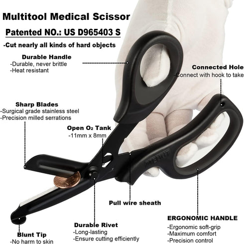 MEUUT 2 Pack Medical Scissors, Trauma Shears for Nurses, Non-Stick Blades, Surgical Grade EMT Scissors
