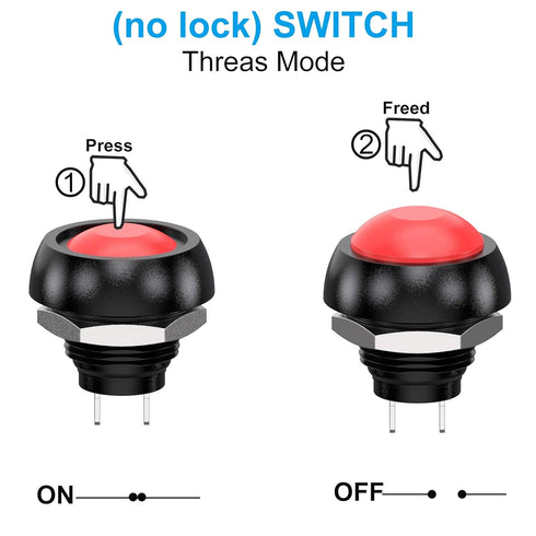 Waterproof Momentary Push Button Switch - 12MM Normal Open Mini Micro Switch ON-Off, 35PCS in 7 Colors