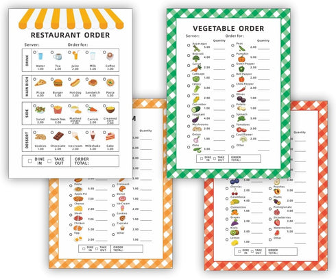 Restaurant Menu Notepads 4-Pack Food-Themed Order Pads (40 Pages Each) Restaurant, Main