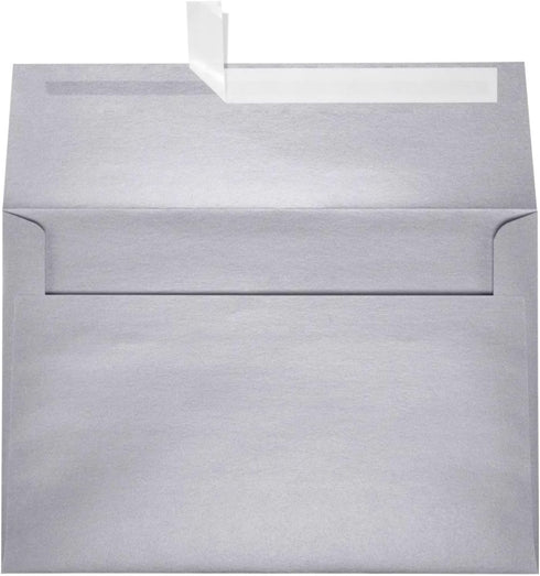 LUXPaper A10 Invitation Envelopes, Silver Metallic Peel & Press, 6" x 9 1/2", 80lb. Text, 50 Qty.