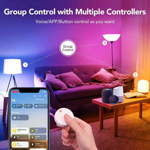 OREiN Matter Smart RGBTW Bulb, Smart Light Bulbs, A19 Color Changing, 2.4GHz WiFi, 800 Lumens, 2 Pack