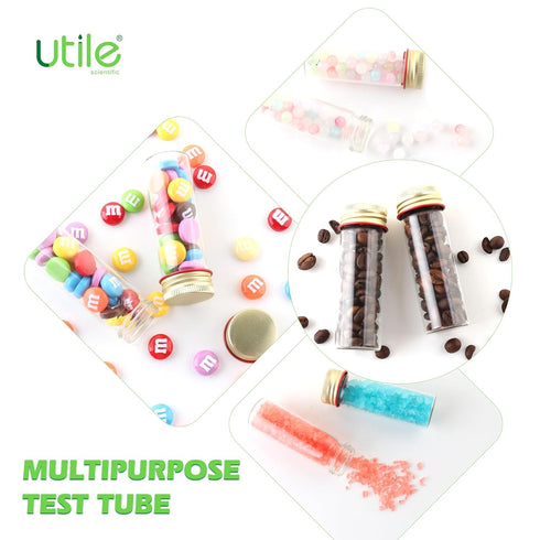 Utile 20pcs Glass Test Tubes, 25ml Medium Borosilicate Glass with Aluminum Screw Caps, 4004.0622.20
