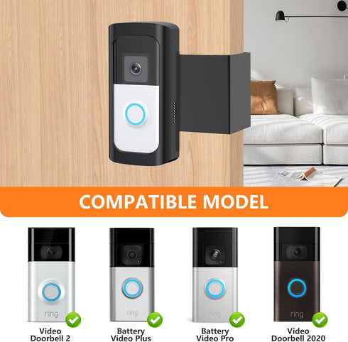Anti-Theft Video Doorbell Mount, No Drilling Door Bracket for Video Doorbell 2/2020 Release (Black)
