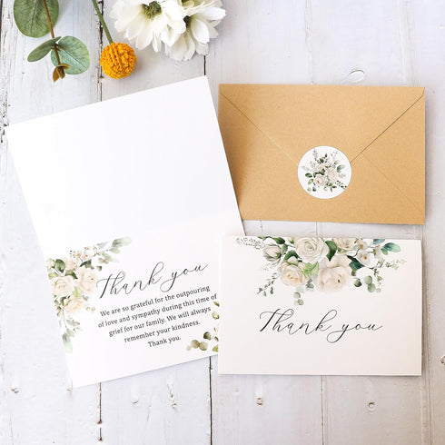 50 46 Funeral Thank You Cards with Envelopes in Floral Thank You Cards Bereavement Cards Bulk Sympathy Cards