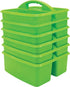 Teacher Created Resources Lime Portable Plastic Storage Caddy, 6-Pack for Classrooms, 3 Compartment Organization