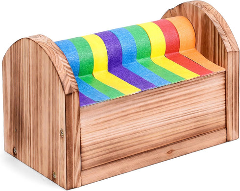 Wood Craft Masking Tape Dispenser for Kids, Multi Roll Tape Holder and Cutter for Gift Wrapping