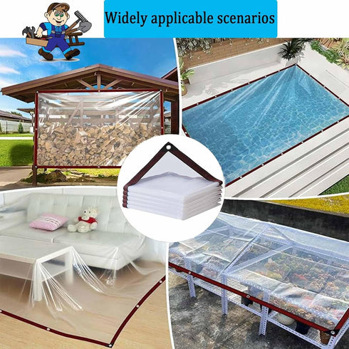 generic 7x14 Grommets, FT Clear Tarp - Heavy Duty Waterproof Plastic Tarps with Outdoor Garden Rainproof Covering