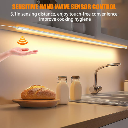 40in Dimmable 5 Closet Counter Smart Under Cabinet Lights, Plug in Under Cabinet Lighting with Handwave Sensor, Bright