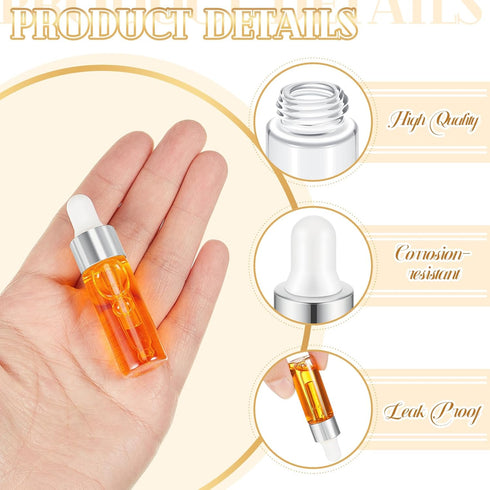 100 Pcs Mini Clear Glass Dropper Bottles Bulk with Cap for Essential Oil Tincture Sample Containers Perfume Liquid (5