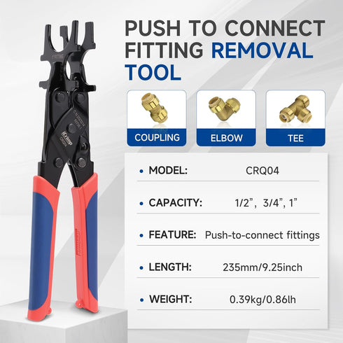 iCrimp Push to Connect Fitting Removal Tool, Effortlessly Remove 1/2 inch, 3/4 inch, 1 inch Pipe Connectors
