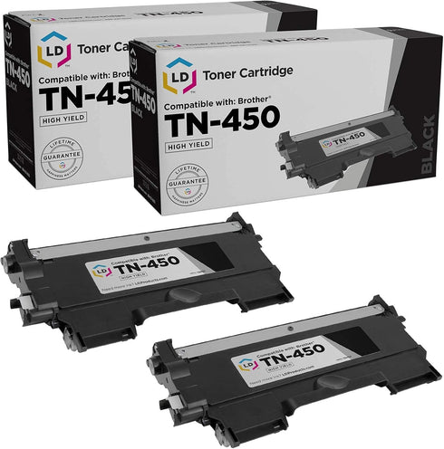LD Products Compatible Toner Cartridge Replacement for Brother TN450 (Black, 2-Pack) for MFC-7240 MFC-7360N