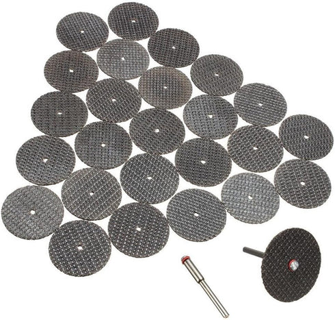Fiberglass Reinforced Cut-off Wheels Discs Kit 1 1/4 inch Diameter 25 Pieces + 2 Mandrel for Dremel Tool 426 426b