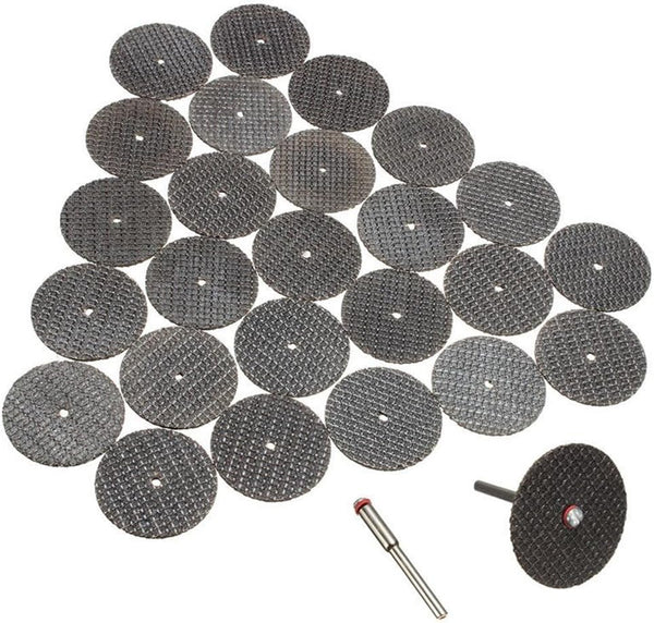 Fiberglass Reinforced Cut-off Wheels Discs Kit 1 1/4 inch Diameter 25 Pieces + 2 Mandrel for Dremel Tool 426 426b