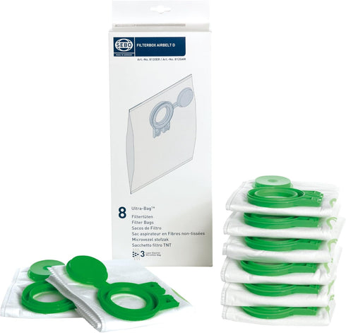 SEBO 8120AM Ultra Filter Bag Box for D Series Vacuum, 8-Pack