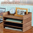 Yeaqee 4 Pcs Stackable Paper Tray, Desktop Letter Size Wood Desk Organizer for Office
