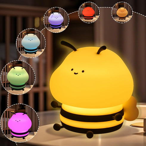 YSCYQ 3 Changing,7colors Bee Night Light For Kids, Squishy Lamp, Animal Night Light, Levels Of Brightness,Kids Lamp