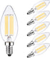 LED E14 Base Light Bulbs, Warm White 2700K, 60W Dimmable, 6W Candle Bulb, 6 Pack