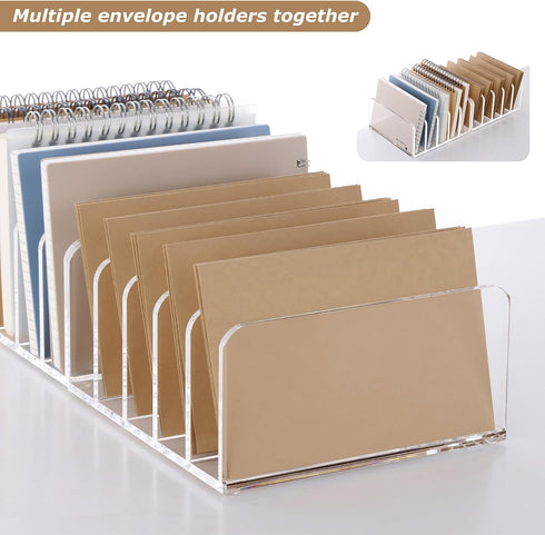SANRUI Clear Desktop File Organizer, 5 Compartments Acrylic Document Sorter for Office, Home, School