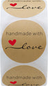 Hybsk Kraft Handmade with Love Stickers - 1.5" Round, 500 Adhesive Labels Per Roll
