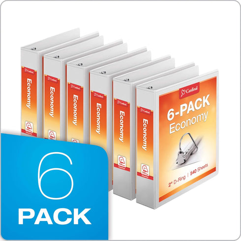 Tops Cardinal Economy 3-Ring Binders, 2", Slant-D Rings, Holds 540 Sheets, ClearVue Presentation View, Non-Stick,