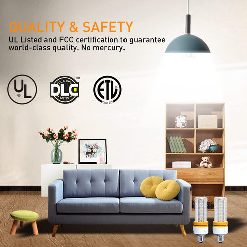 2 Pack 60W LED Corn Light Bulb, 7500 Lumin, 600W Replacement, E26 Cool Daylight White, Pack of 1.