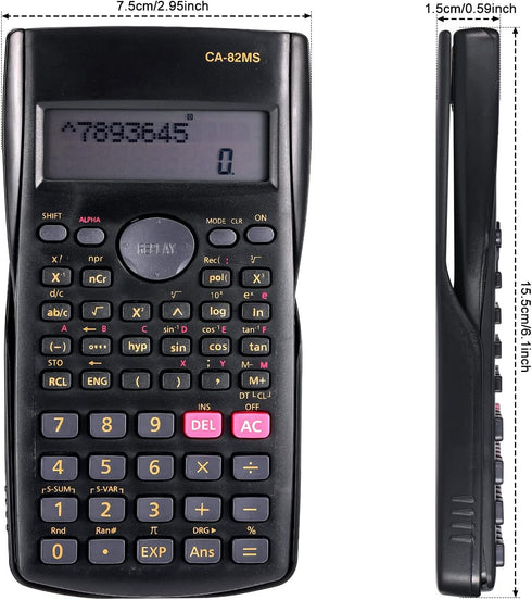 Saillong 12 Pieces Black Engineering Scientific Calculator, 2-Line Function for Middle, High School, Classroom