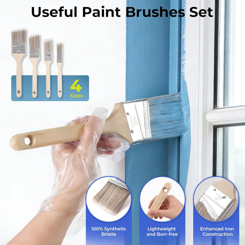 32PCS 2 4 4" 9" 11'' INCLY Paint Roller Kit with to Ft Extension Pole, & Paint Rollers with Tray, Paint Brushes