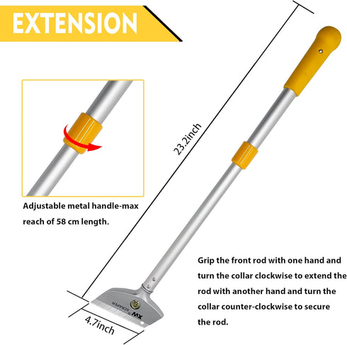 XW Razor Blade Scraper with Adjustable Handle, 23" Heavy Duty Floor Scraper, Extra 10 PCS Blades