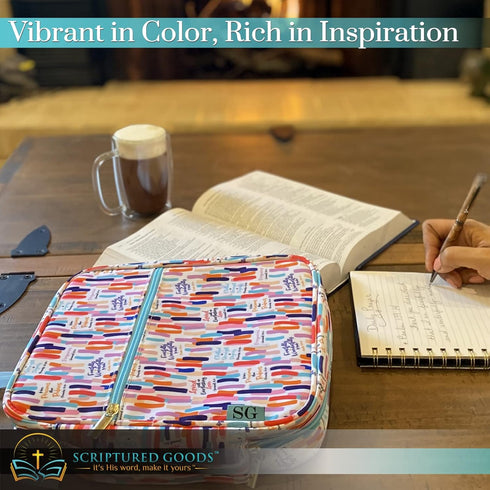 Beautiful Bible Cover with Inspiring Verses for Women and Girls, Protects Your Prayer and Study Items