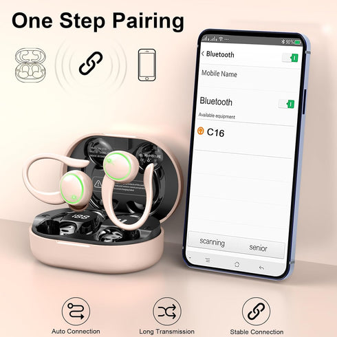 5.4 50H IP7 Headset Wireless Earbuds, Bluetooth Headphones Sports, Playback Over-Ear buds with ENC Noise Cancelling