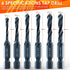 THINKWORK 6 Pack Combination Drill Tap & Tap Bit Set, 3-in-1 Anti-Rust Black Titanium Coated in SAE Sizes