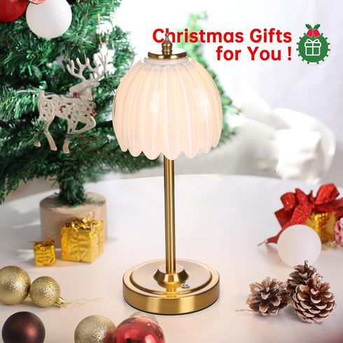 5000mAh 3 Dimmable Shenmoyl Tulip Table Lamp with Battery & Touch Control, Cordless Table Lamp with Colors
