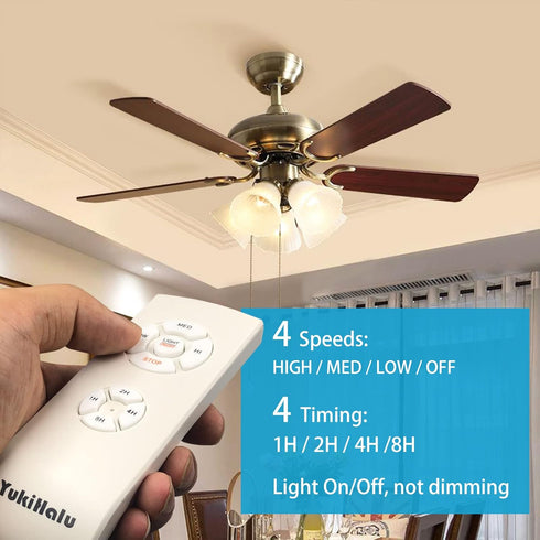 YukiHalu Ceiling Fan Remote Control Kit, Universal and Compact Size for Fan Speeds and Timings Control, Comply with