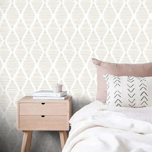 Yun-aeon 17.7" X 120" White and Beige Stripe Peel and Stick Wallpaper for Bedroom Drawers Cabinets Decor