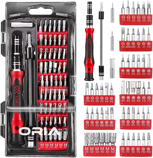 ORIA Precision Screwdriver Kit, Mini 60 in 1 Small Screwdriver Set with 56 Bits, Red