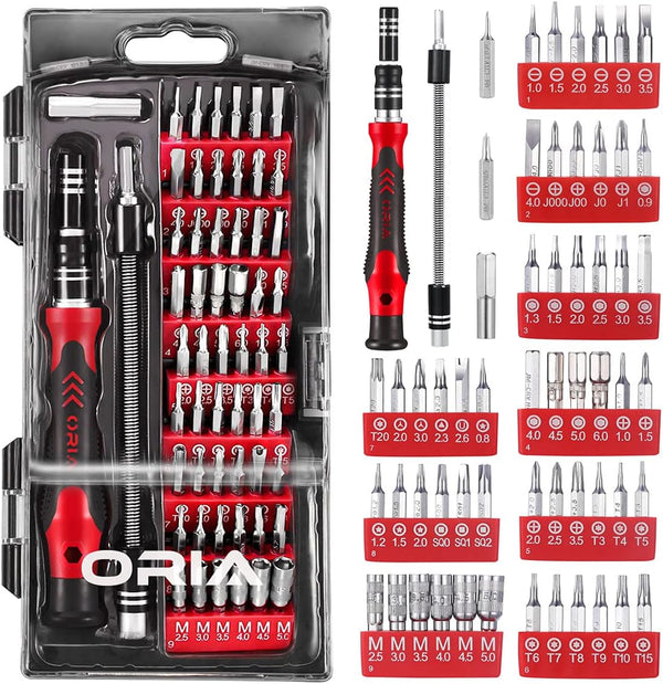 ORIA Precision Screwdriver Kit, Mini 60 in 1 Small Screwdriver Set with 56 Bits, Red