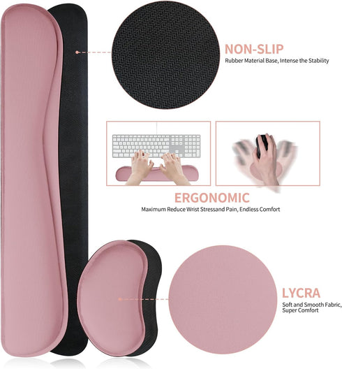 Meetcolor 3-in-1 Set, 31.5" 15.7") Mouse Pad and Keyboard Wrist Rest, Large Keyboard and Mouse Pad Ergonomic Wrist Rest