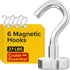 X-Bet Heavy Duty Neodymium Magnetic Hooks 27 LBS - Pack of 6 for Cruise Cabins, Refrigerator, Grill